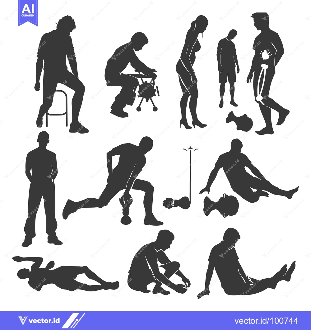 Premium Vector of Silhouettes of People in Various Poses and Activities