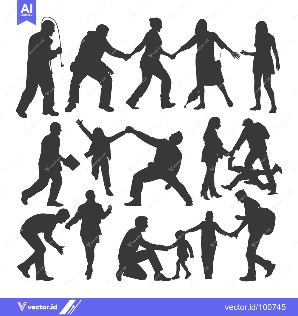 Premium Vector dari Silhouettes of People in Various Poses and Interactions