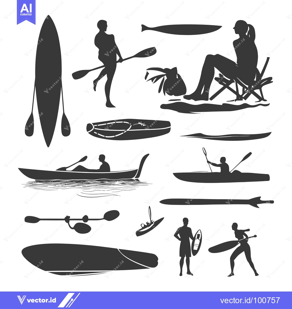 Premium Vector dari Silhouettes of People Kayaking, Canoeing, and Paddle Boarding