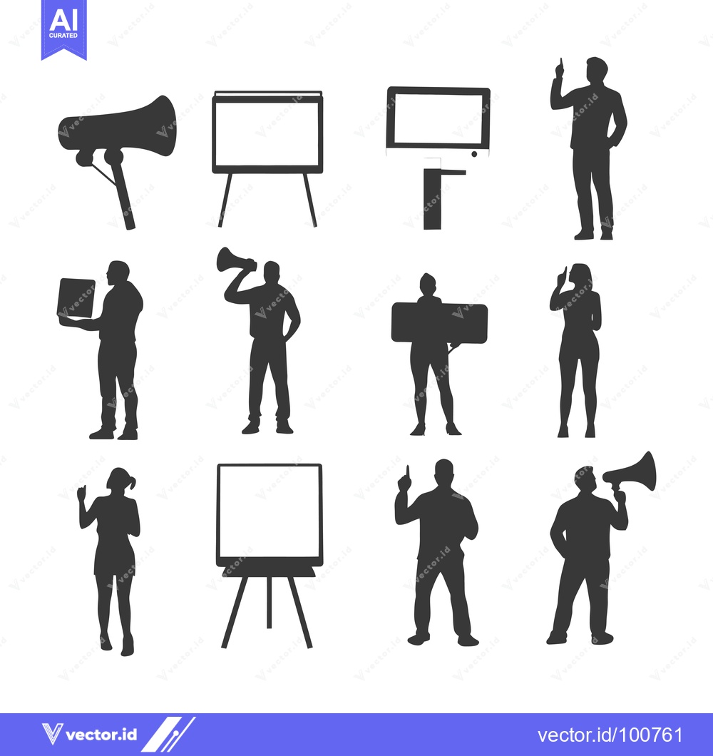 Premium Vector dari Silhouettes of People Presenting with Various Presentation Tools