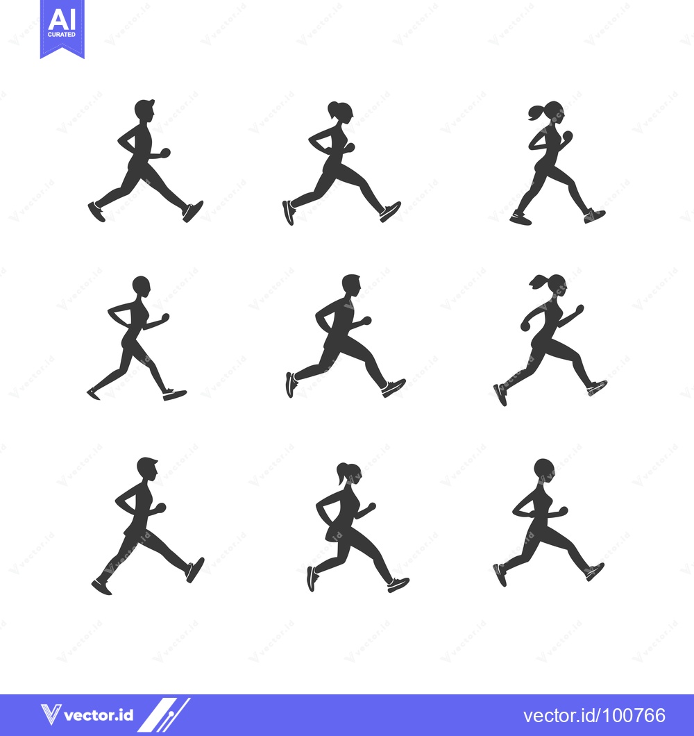 Premium Vector dari Silhouettes of People Running in Different Poses