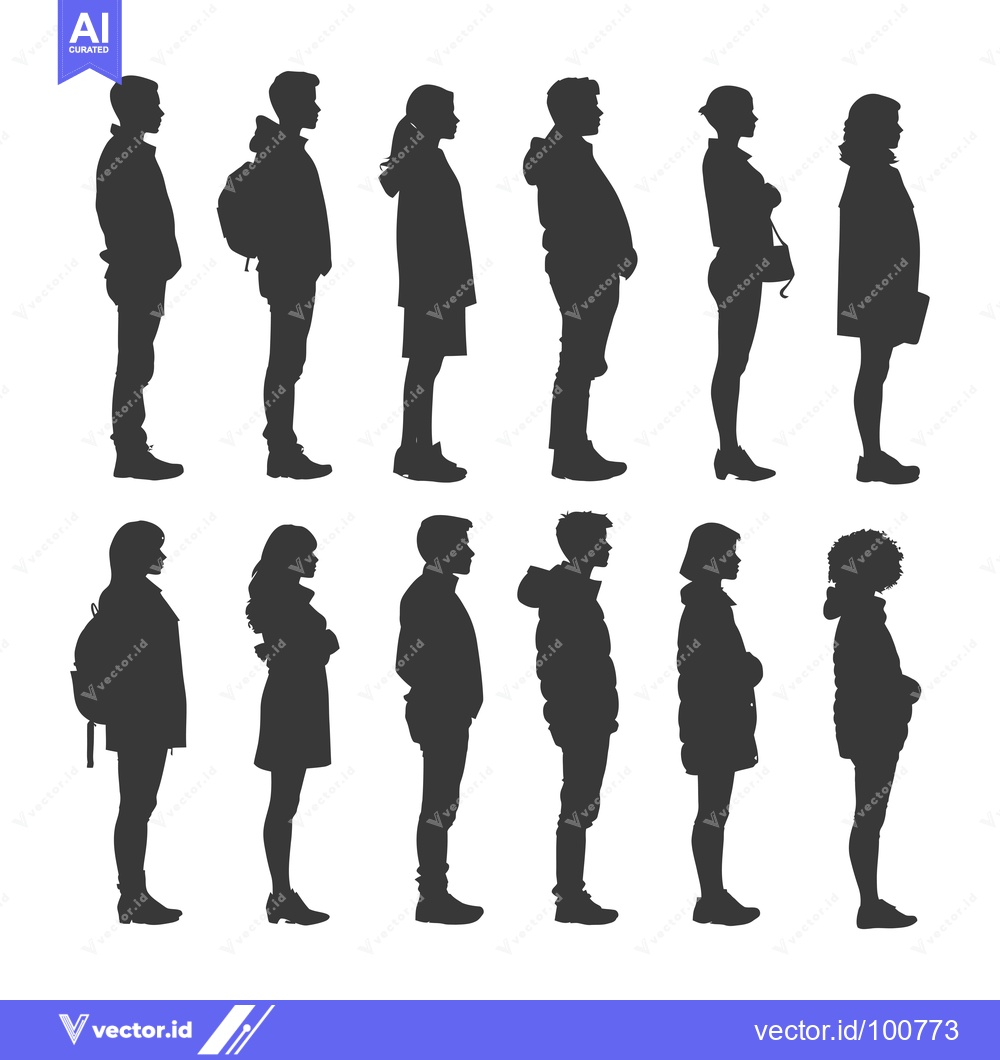 Premium Vector dari Silhouettes of People Standing in a Line