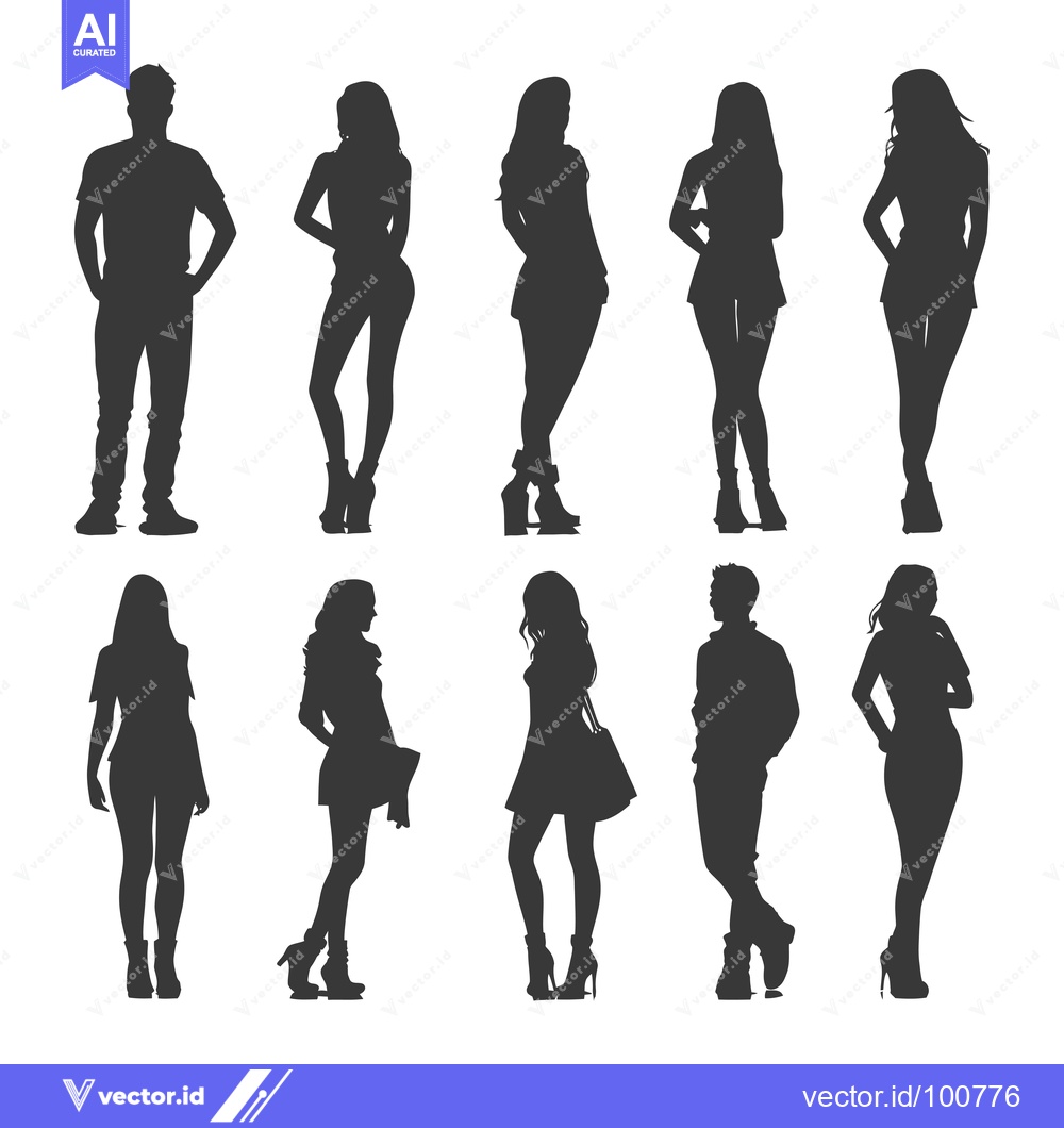 Premium Vector dari Silhouettes of People Standing in Various Poses
