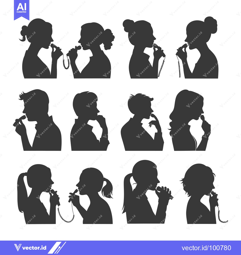 Premium Vector of Silhouettes of People Talking on Retro Phones
