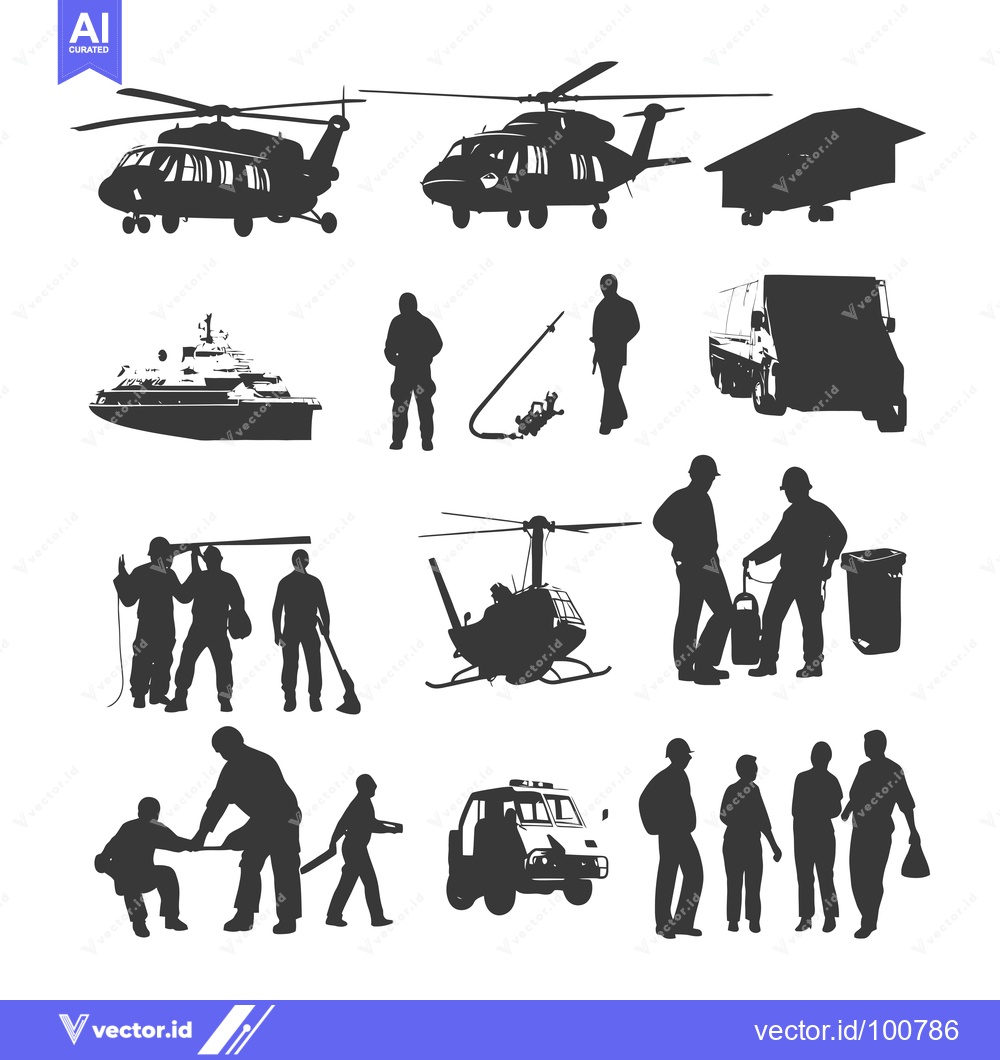Premium Vector dari Silhouettes of People, Vehicles, and Objects