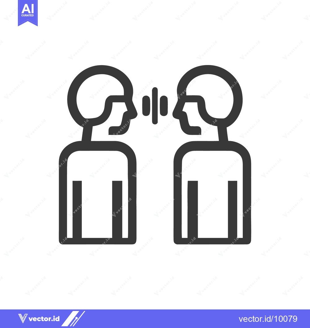 Premium Vector of Minimalist Line Art Icon: Two Individuals in Communication, Symbolic D