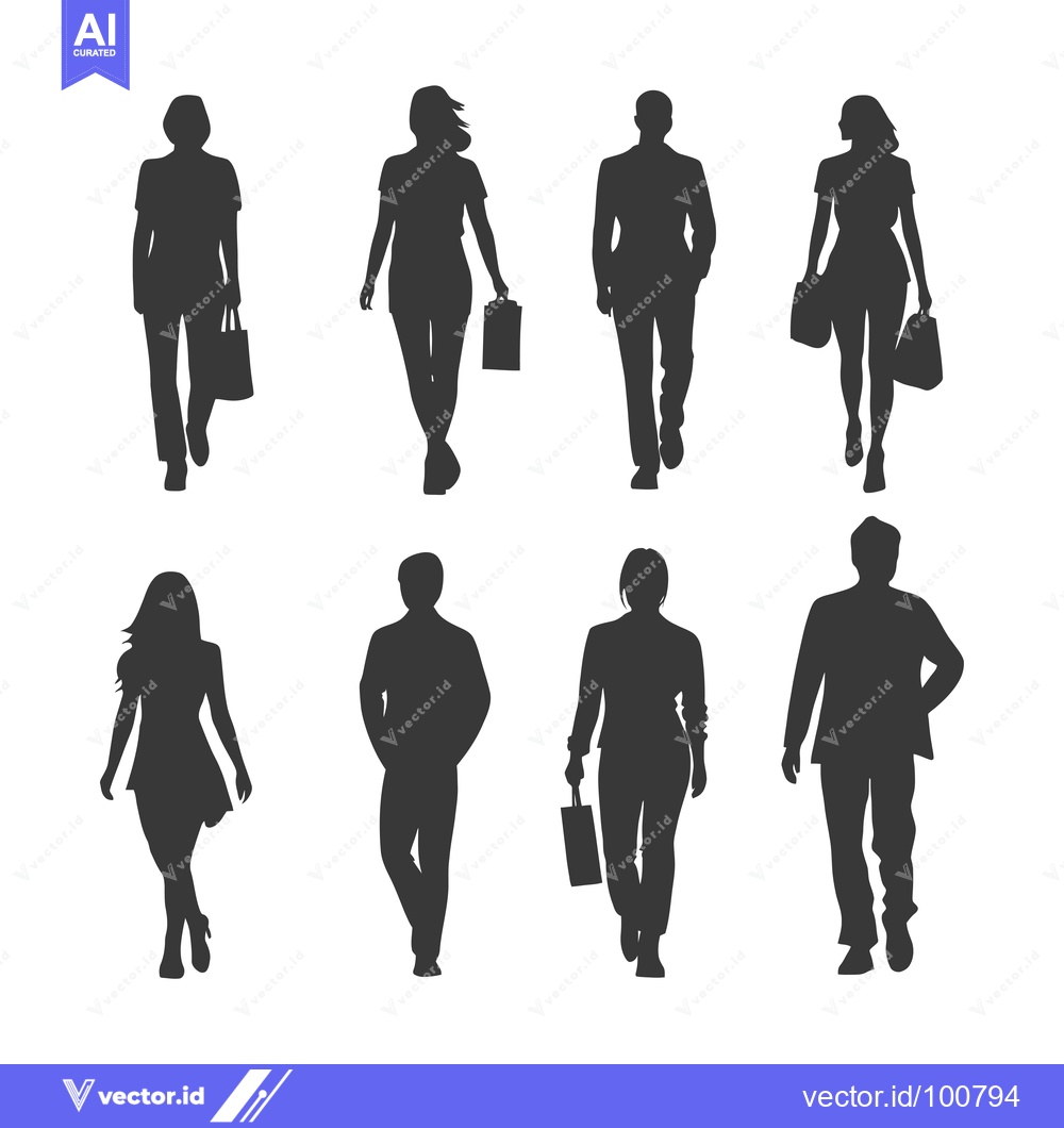 Premium Vector dari Silhouettes of People Walking with Shopping Bags