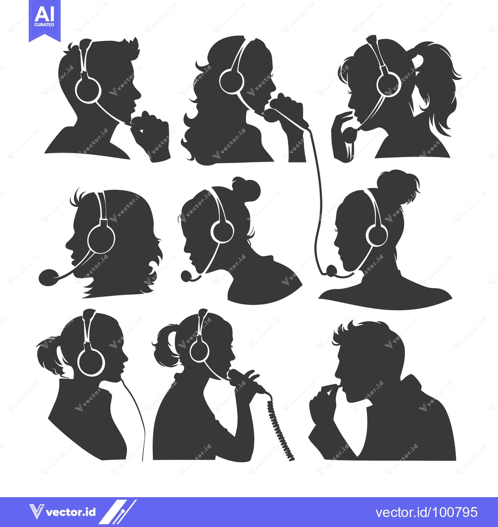 Premium Vector dari Silhouettes of People Wearing Headsets