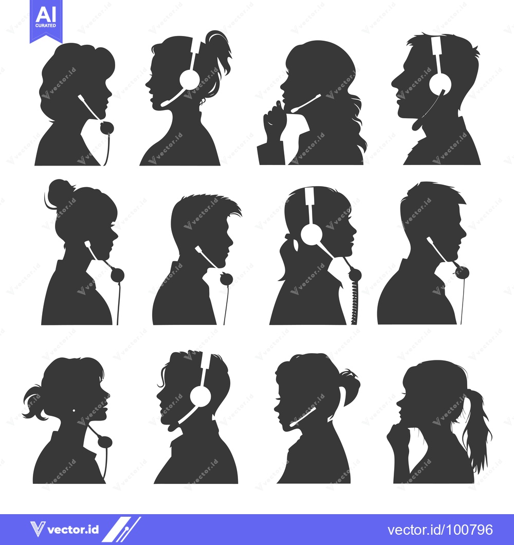 Premium Vector of Silhouettes of People Wearing Headsets