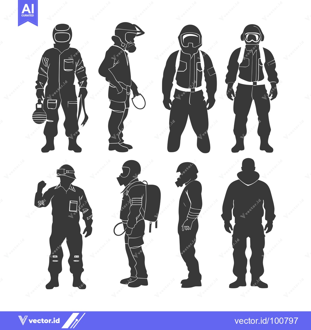 Premium Vector of Silhouettes of People Wearing Protective Gear and Clothing