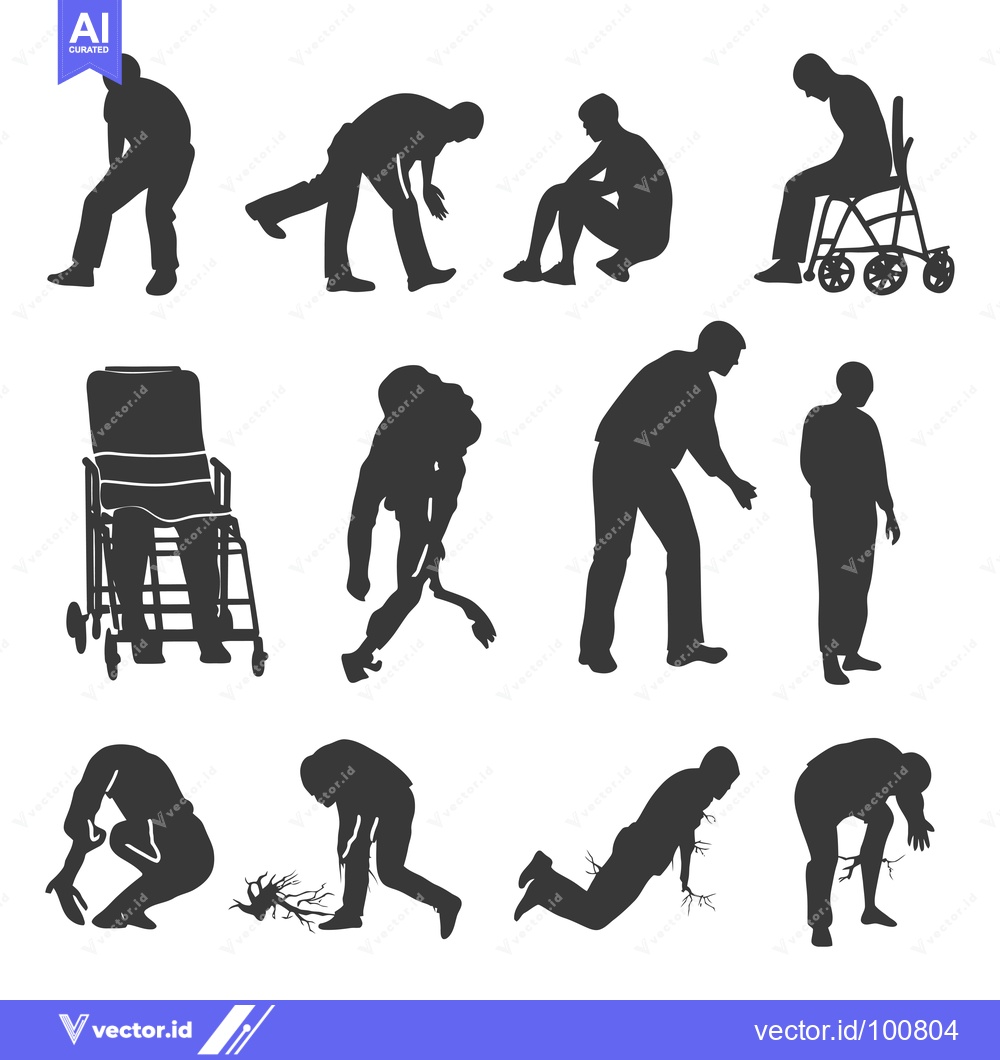 Premium Vector of Silhouettes of People with Various Disabilities and in Wheelchairs