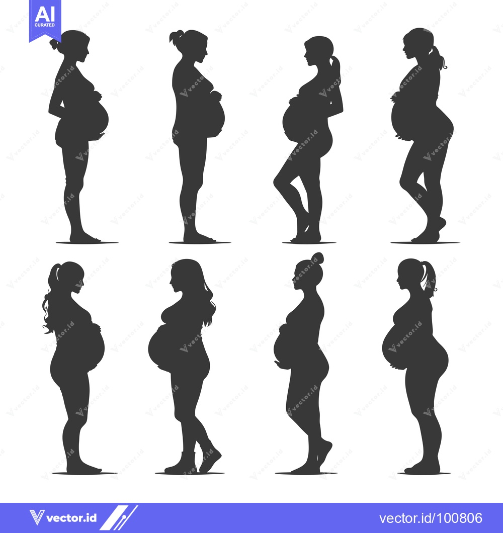 Premium Vector dari Silhouettes of Pregnant Women in Different Poses