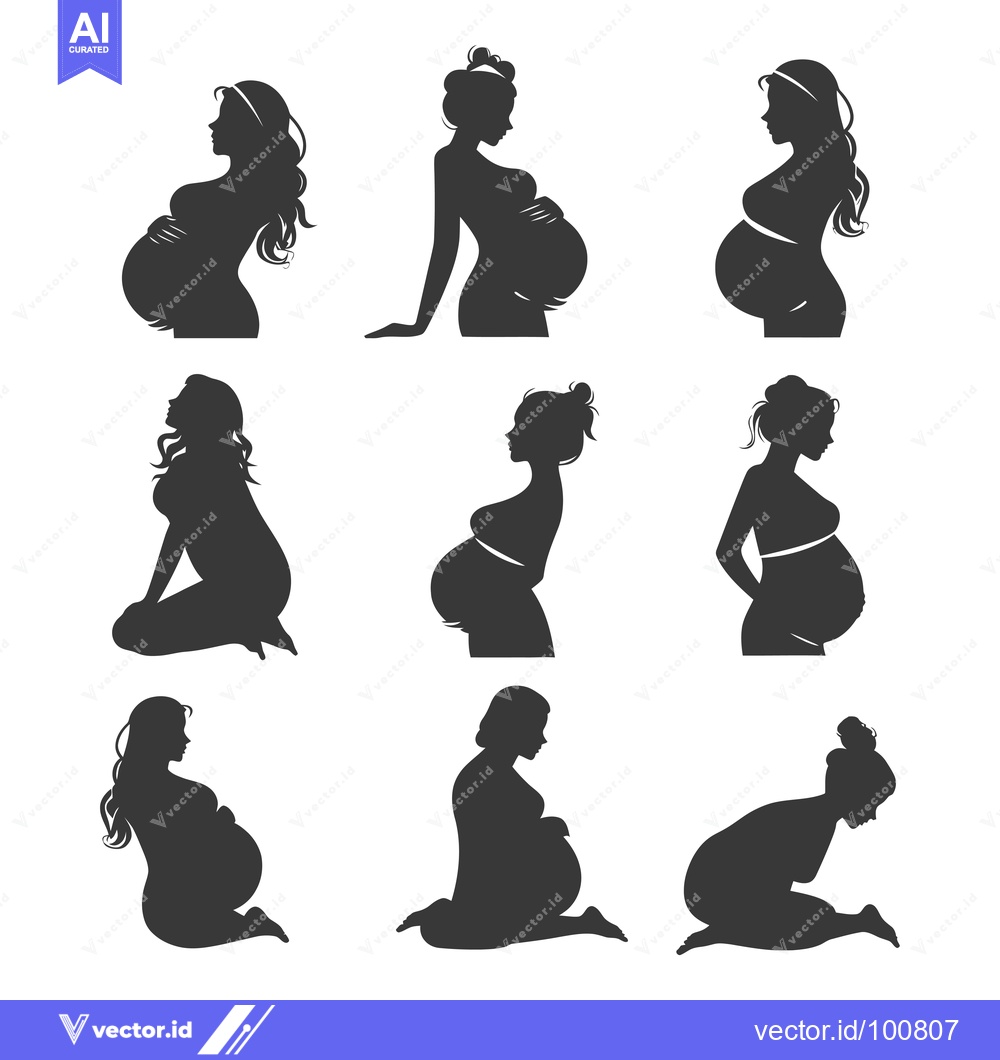 Premium Vector of Silhouettes of Pregnant Women in Various Poses