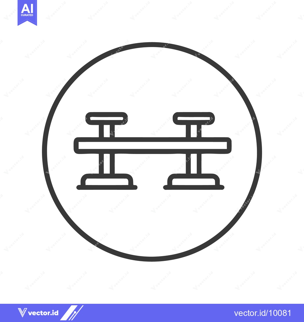 Premium Vector dari Seesaw Balance Icon in Circle, Minimalist Line Art Design
