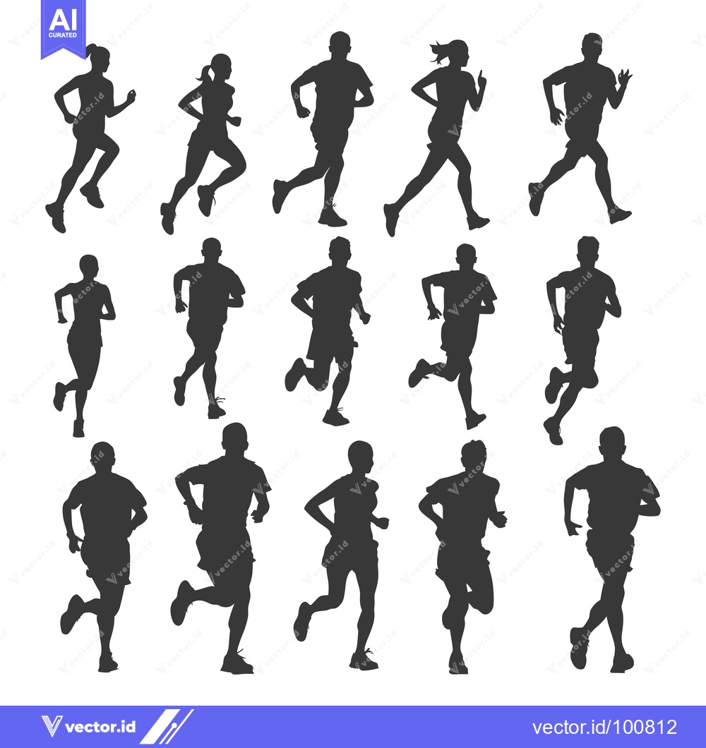 Premium Vector dari Silhouettes of Runners in Motion