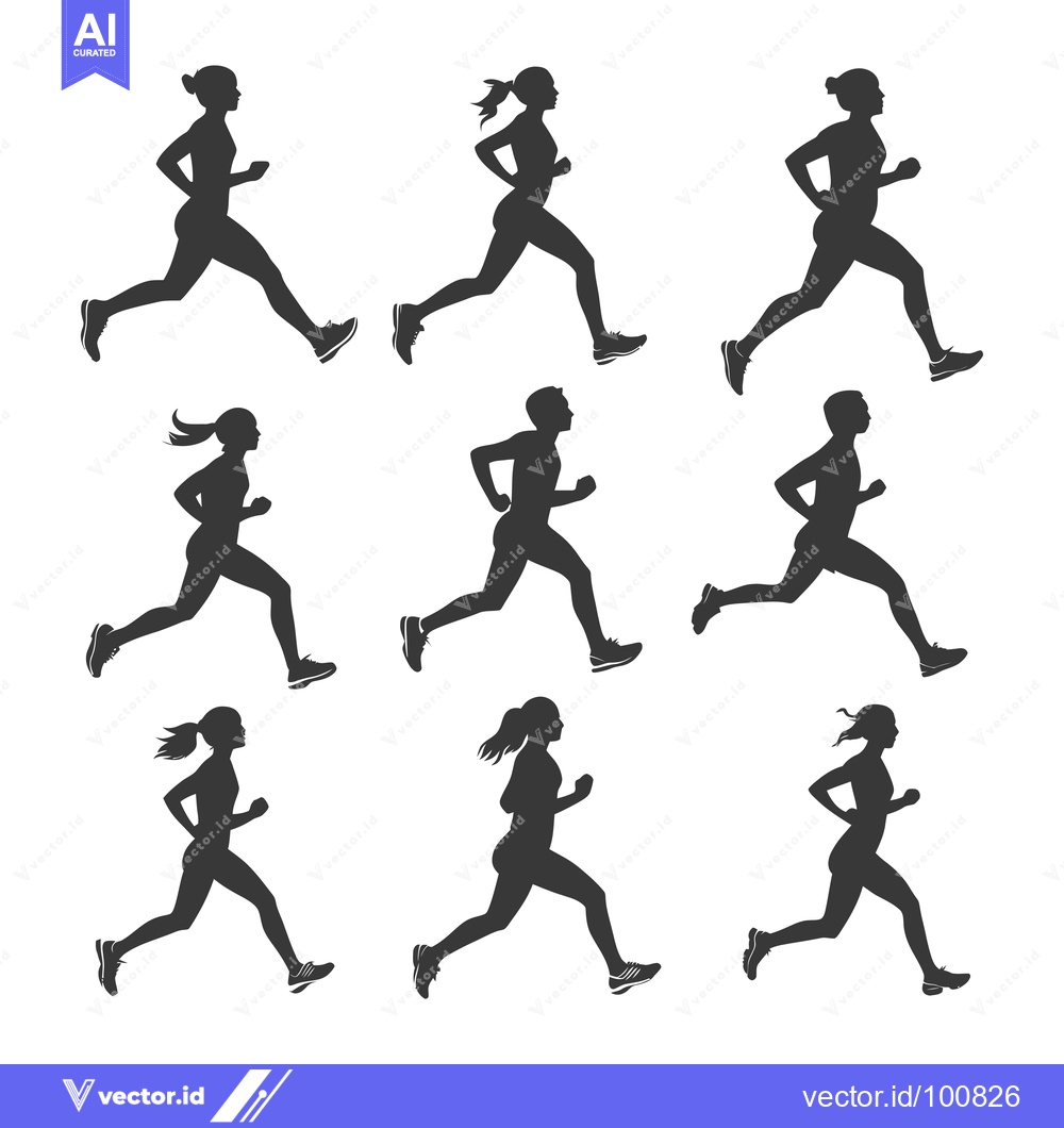 Premium Vector of Silhouettes of Six People Running in Different Poses