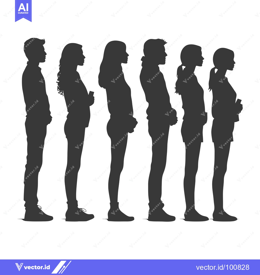 Premium Vector dari Silhouettes of Six People Standing in a Line
