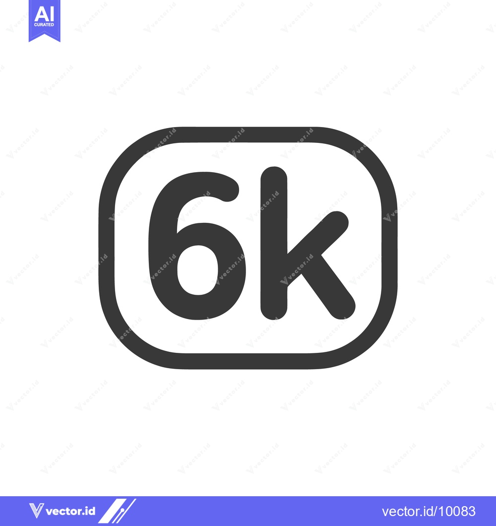 Premium Vector dari Bold 6k Logo in Rounded Rectangle Frame, Minimalist Design