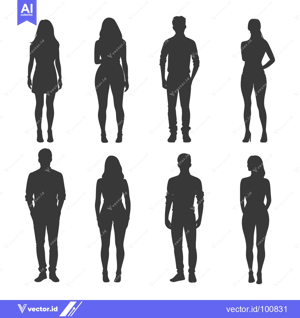 Premium Vector dari Silhouettes of Six People Standing in Different Poses