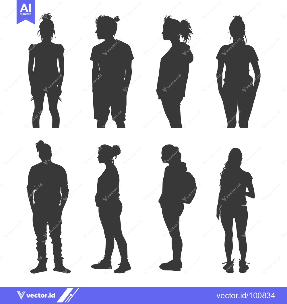 Premium Vector dari Silhouettes of Six People Standing in Various Poses