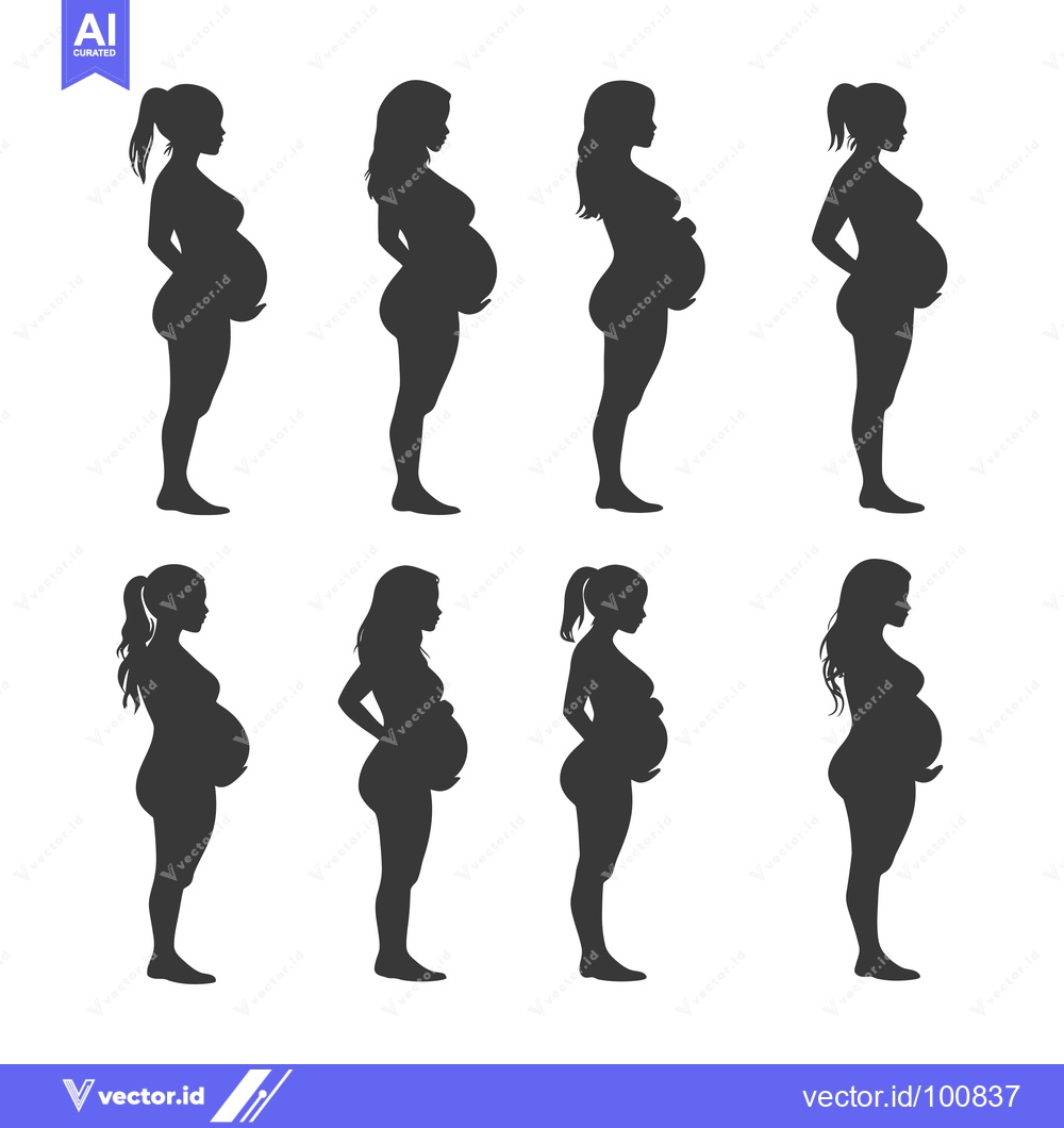 Premium Vector of Silhouettes of Six Pregnant Women in Various Poses