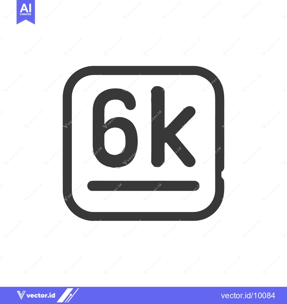 Premium Vector of 6K Resolution Icon: Bold Typography in Rounded Square Frame, Minimalis