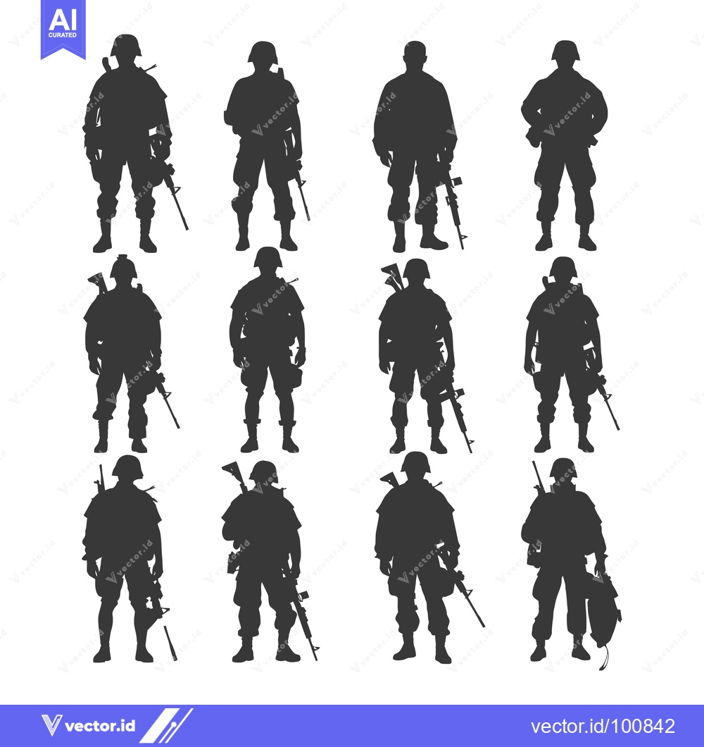 Premium Vector of Silhouettes of Soldiers Holding Rifles and Gear