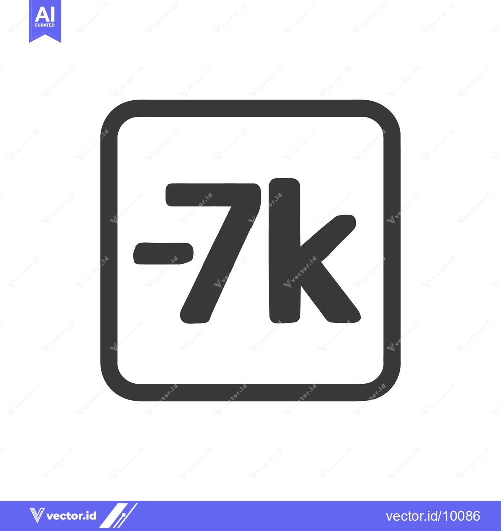 Premium Vector dari Bold "-7k" Logo in Rounded Square Frame, Minimalist Design
