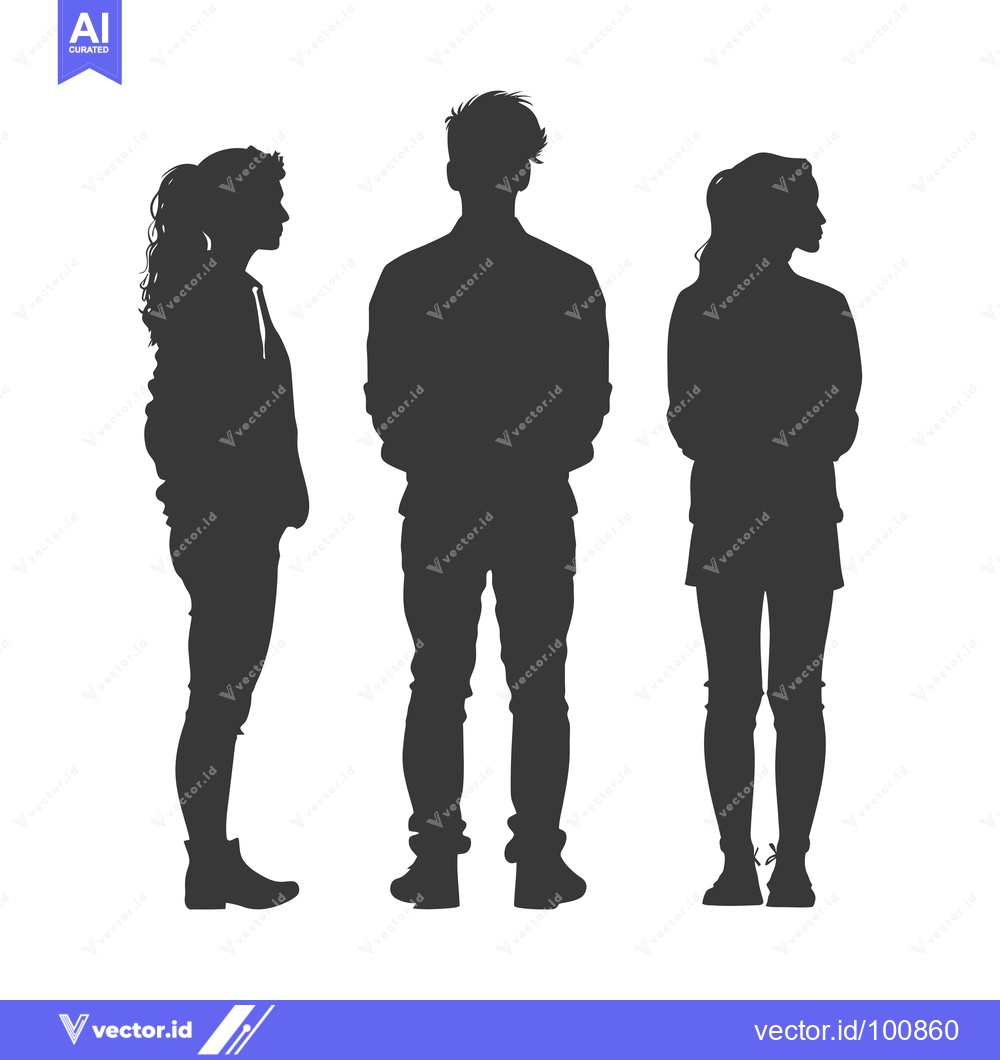 Premium Vector of Silhouettes of Three People Standing Side by Side