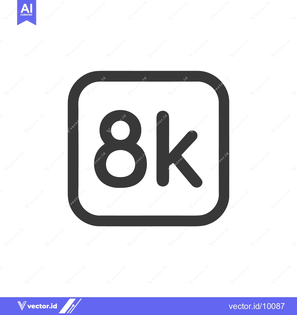 Premium Vector of 8K Resolution Icon: Bold Typography in Rounded Square Frame, Minimalis
