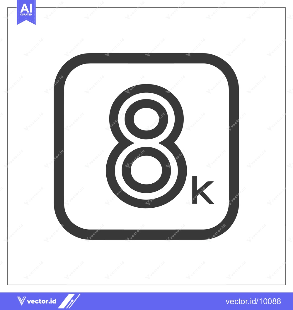 Premium Vector dari 8K Resolution Icon: Bold, Modern Design with Rounded Square Frame