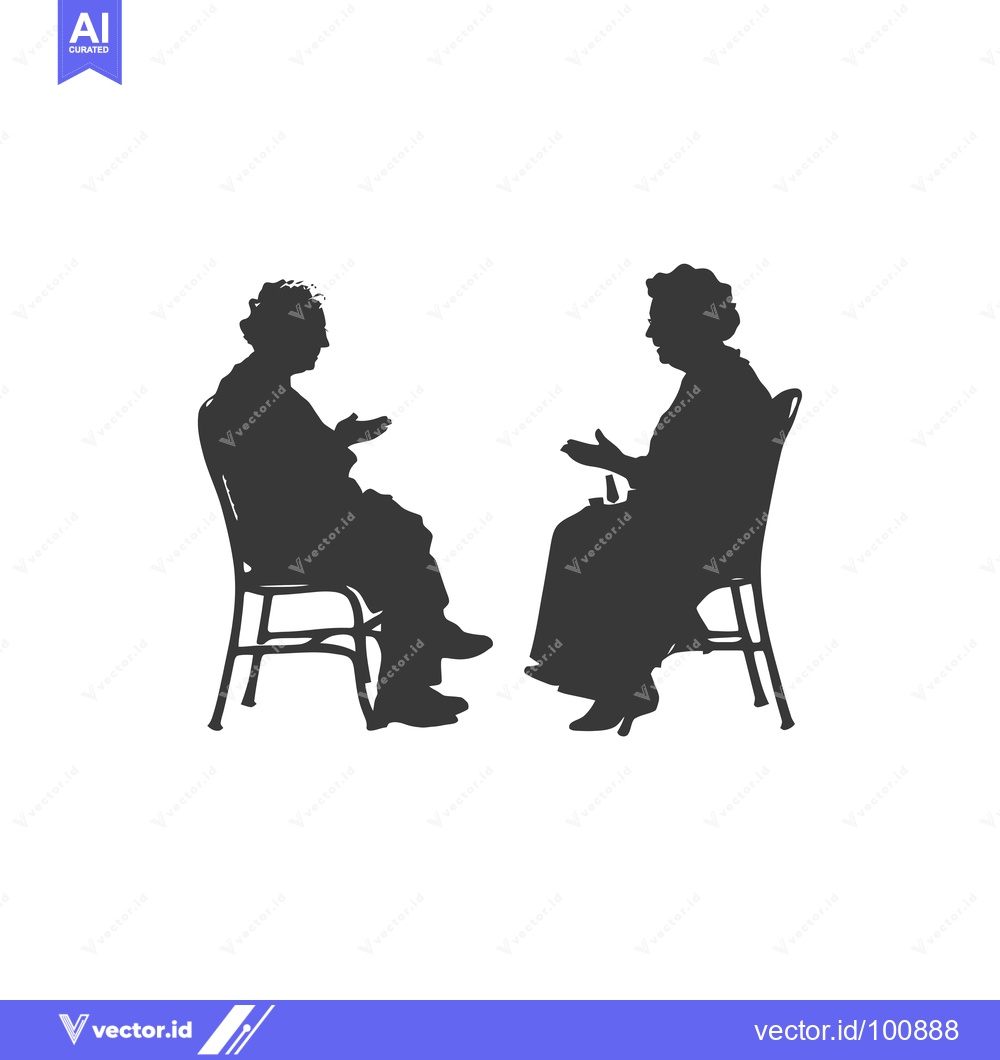 Premium Vector dari Silhouettes of two people sitting in chairs and talking