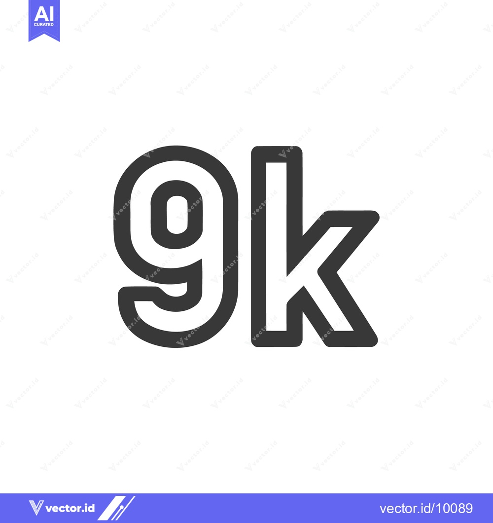 Premium Vector of Bold 9k Symbol: Modern Typography, Clean Design, Isolated on White