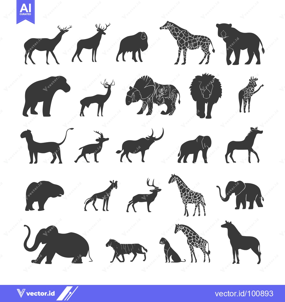 Premium Vector of Silhouettes of Various African Wildlife Animals