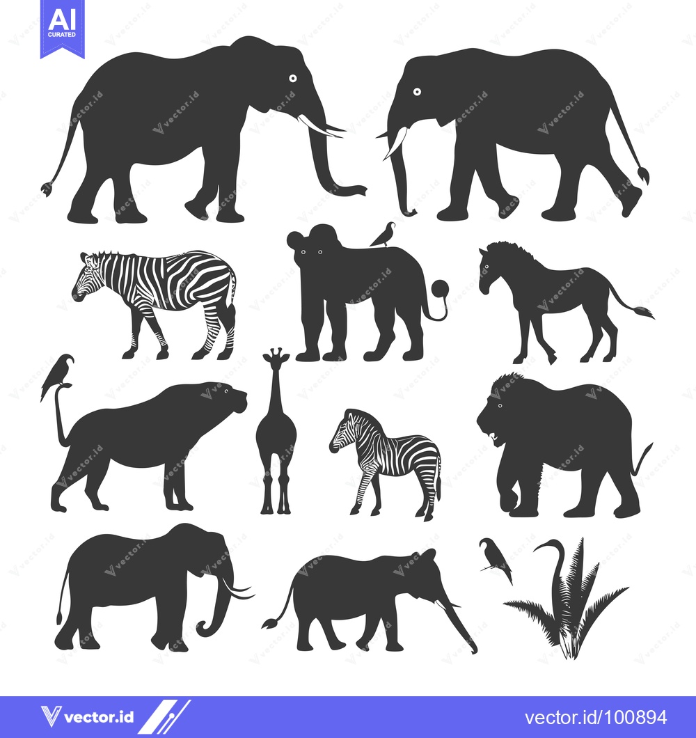 Premium Vector dari Silhouettes of various African wildlife animals