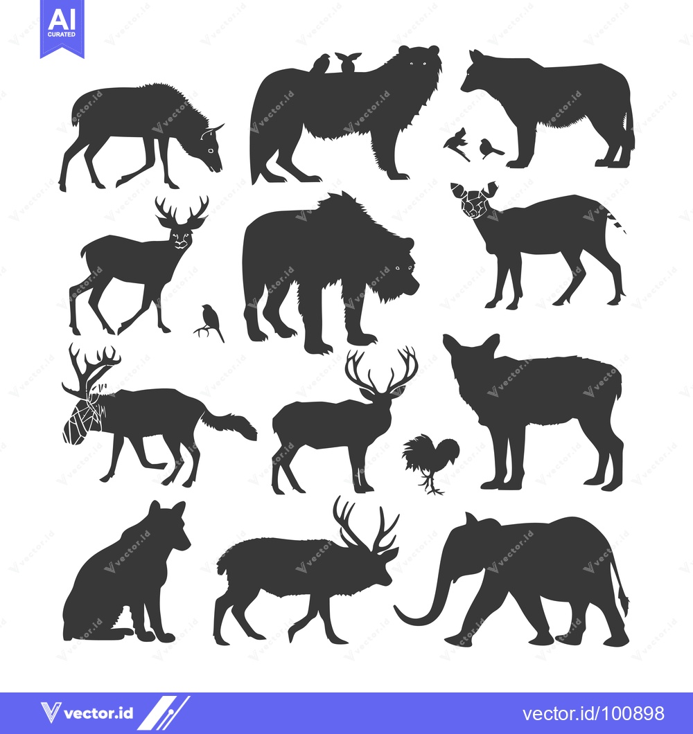 Premium Vector dari Silhouettes of Various Animals in a Standing Position