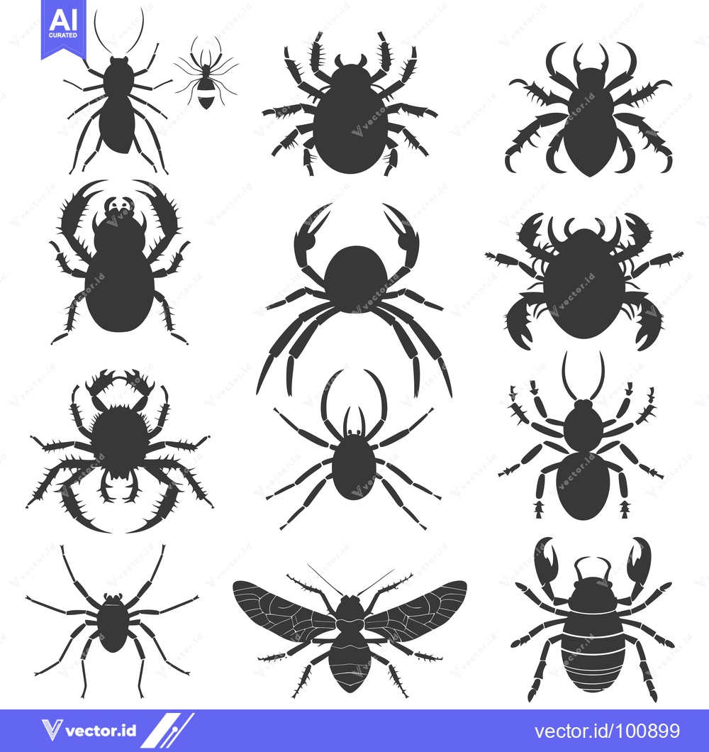 Premium Vector of Silhouettes of Various Arachnids and Insects