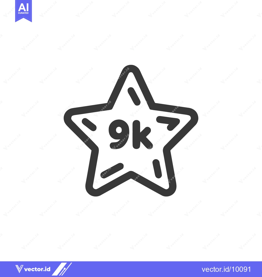 Premium Vector of 9K Star Icon: Bold Outline, Rounded Edges, Modern Design