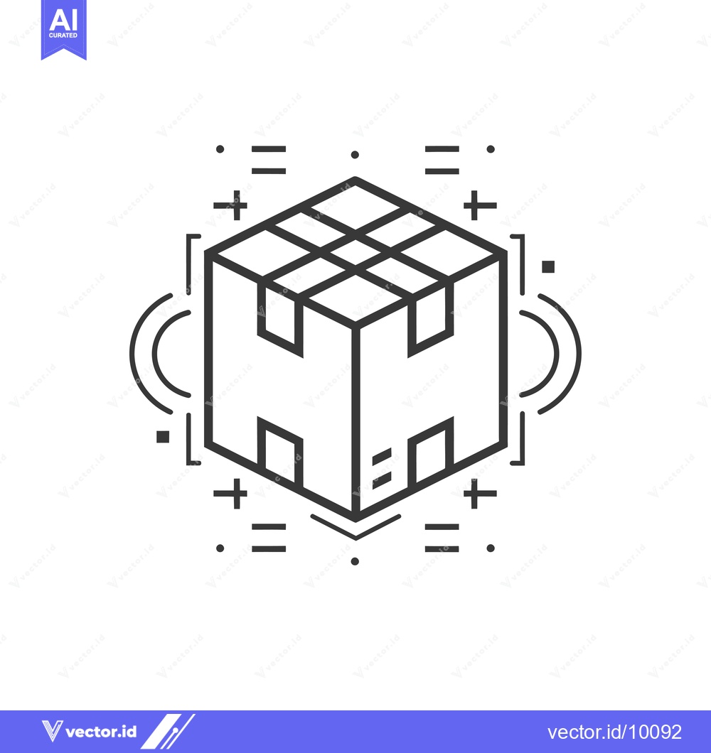 Premium Vector dari A 3D box with a geometric outline design