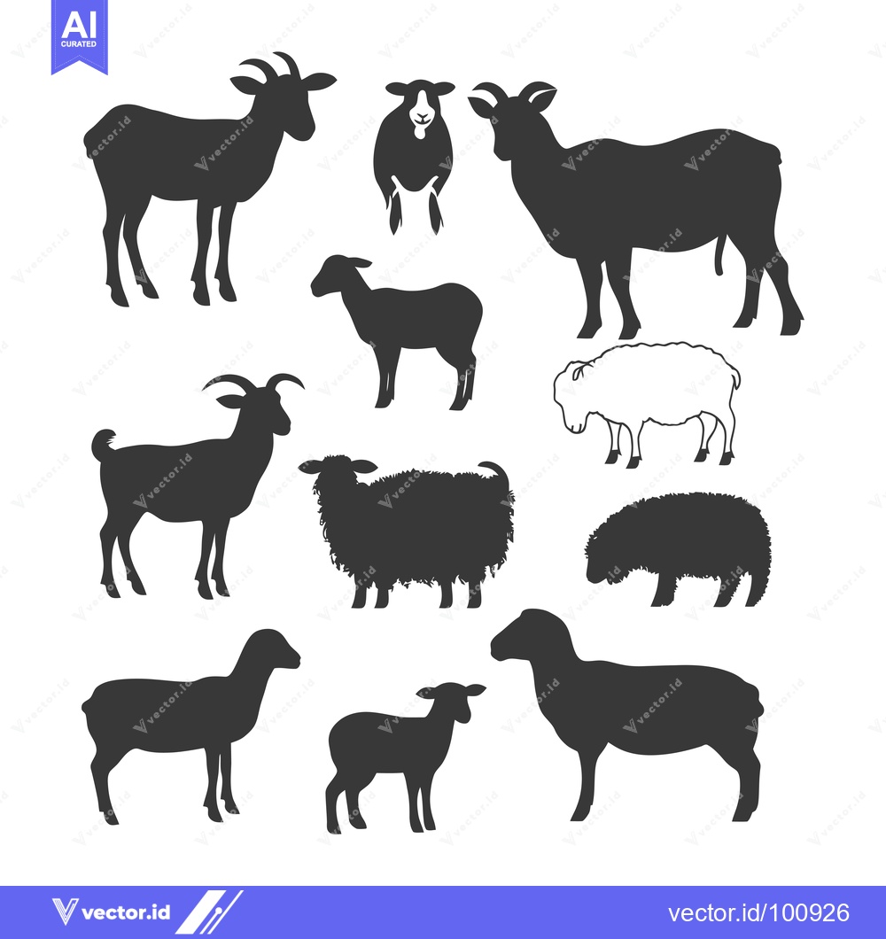 Premium Vector dari Silhouettes of Various Sheep and Goats in Different Poses