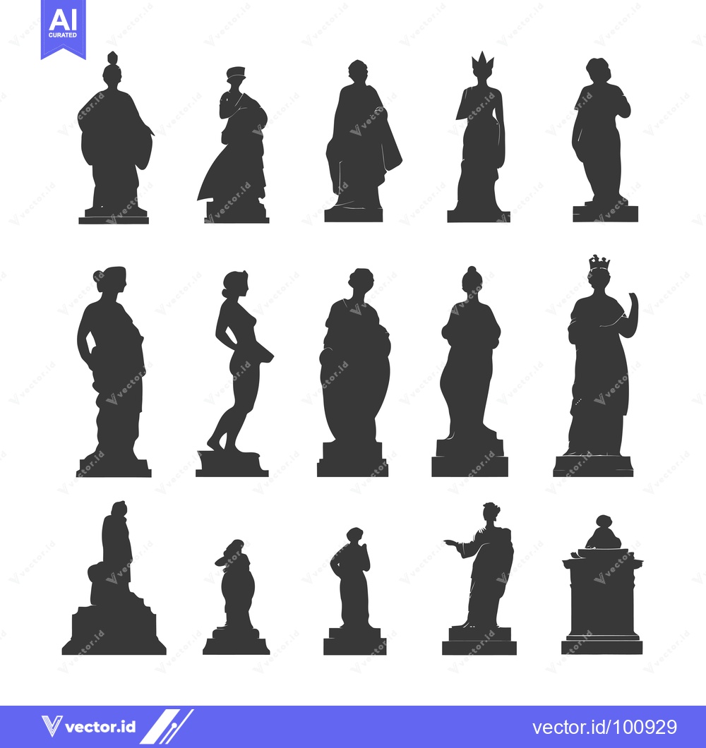 Premium Vector of Silhouettes of Various Statues on Pedestals