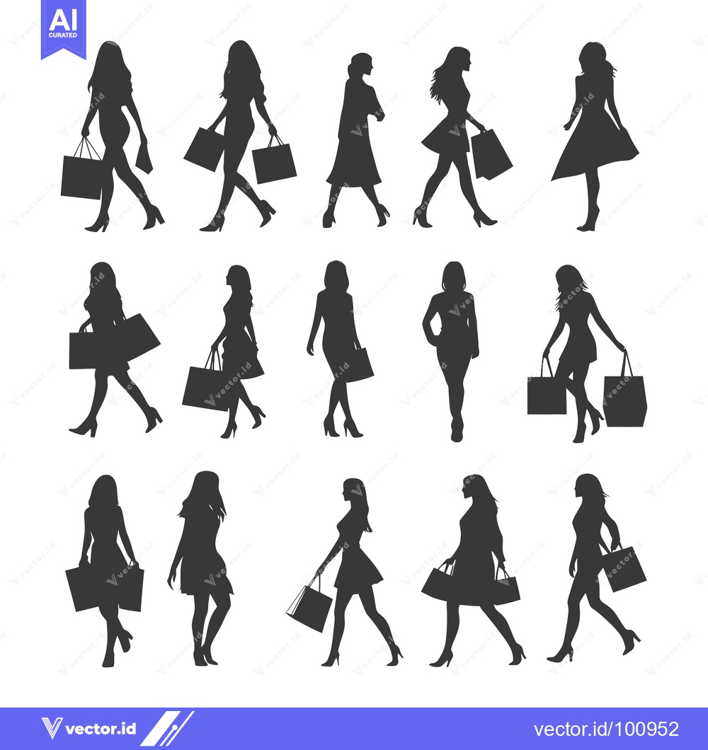 Premium Vector of Silhouettes of Women Carrying Shopping Bags