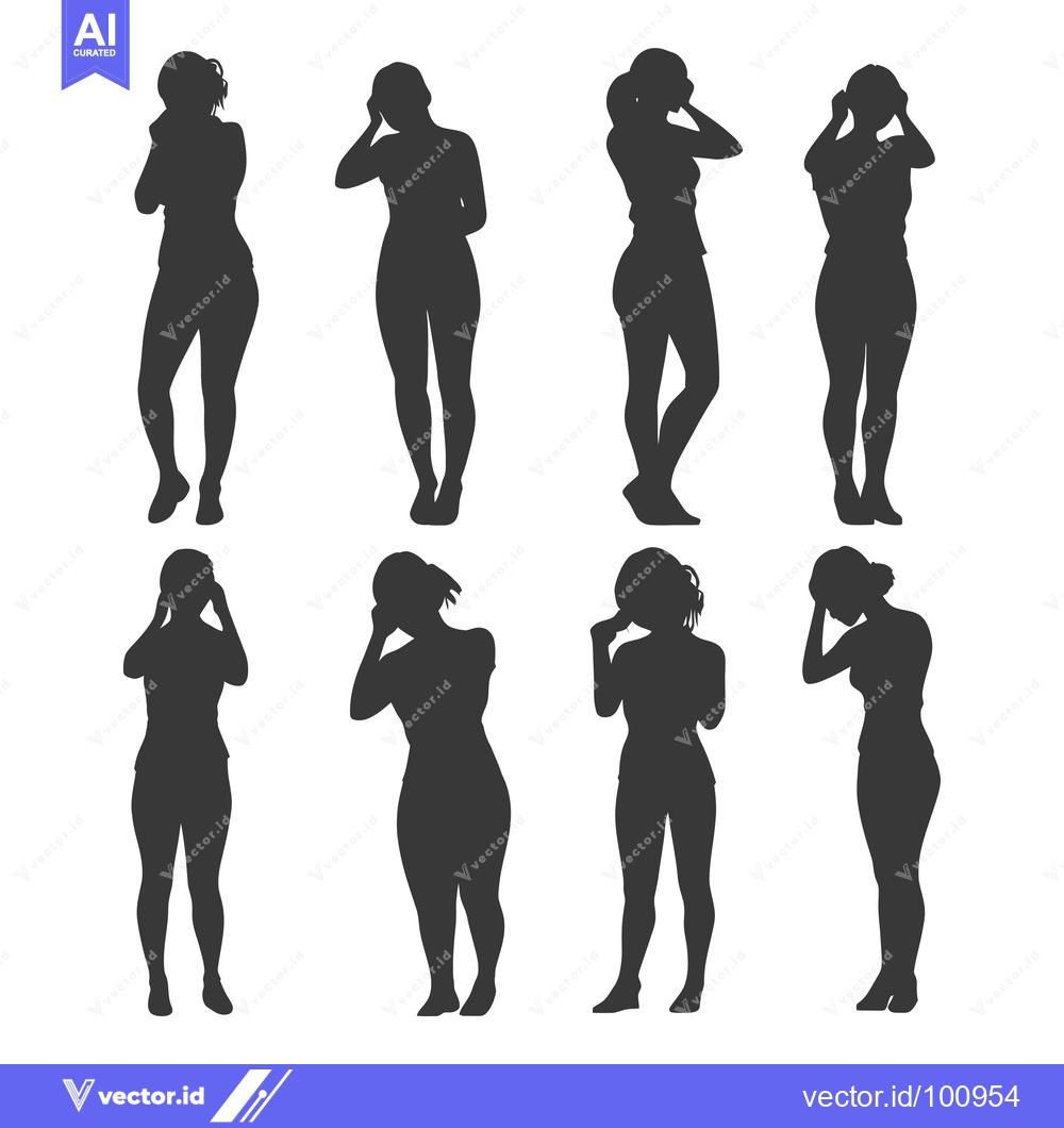 Premium Vector dari Silhouettes of Women Covering Their Ears with Their Hands
