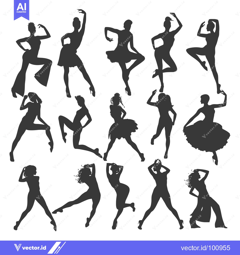 Premium Vector dari Silhouettes of Women Dancing in Various Poses