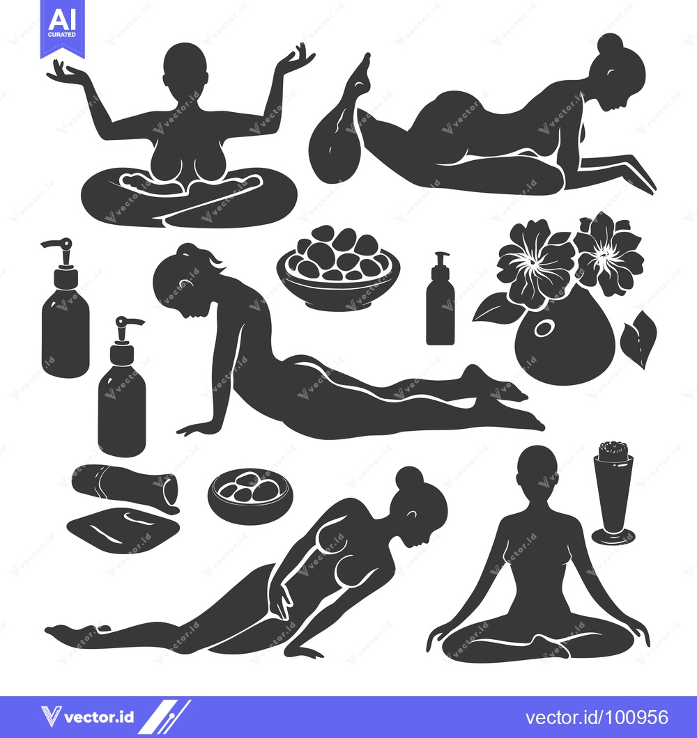 Premium Vector of Silhouettes of Women Engaged in Spa and Wellness Activities
