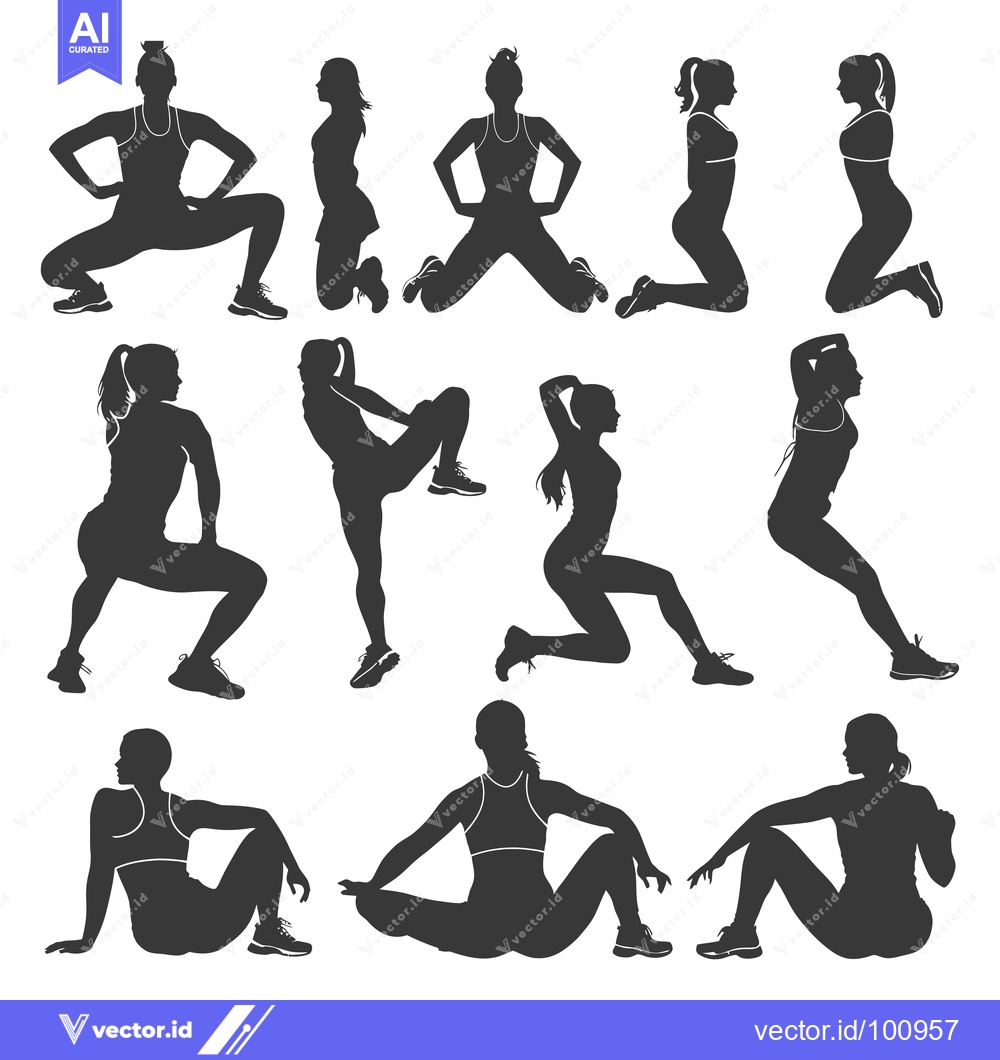Premium Vector dari Silhouettes of Women Exercising in Various Poses
