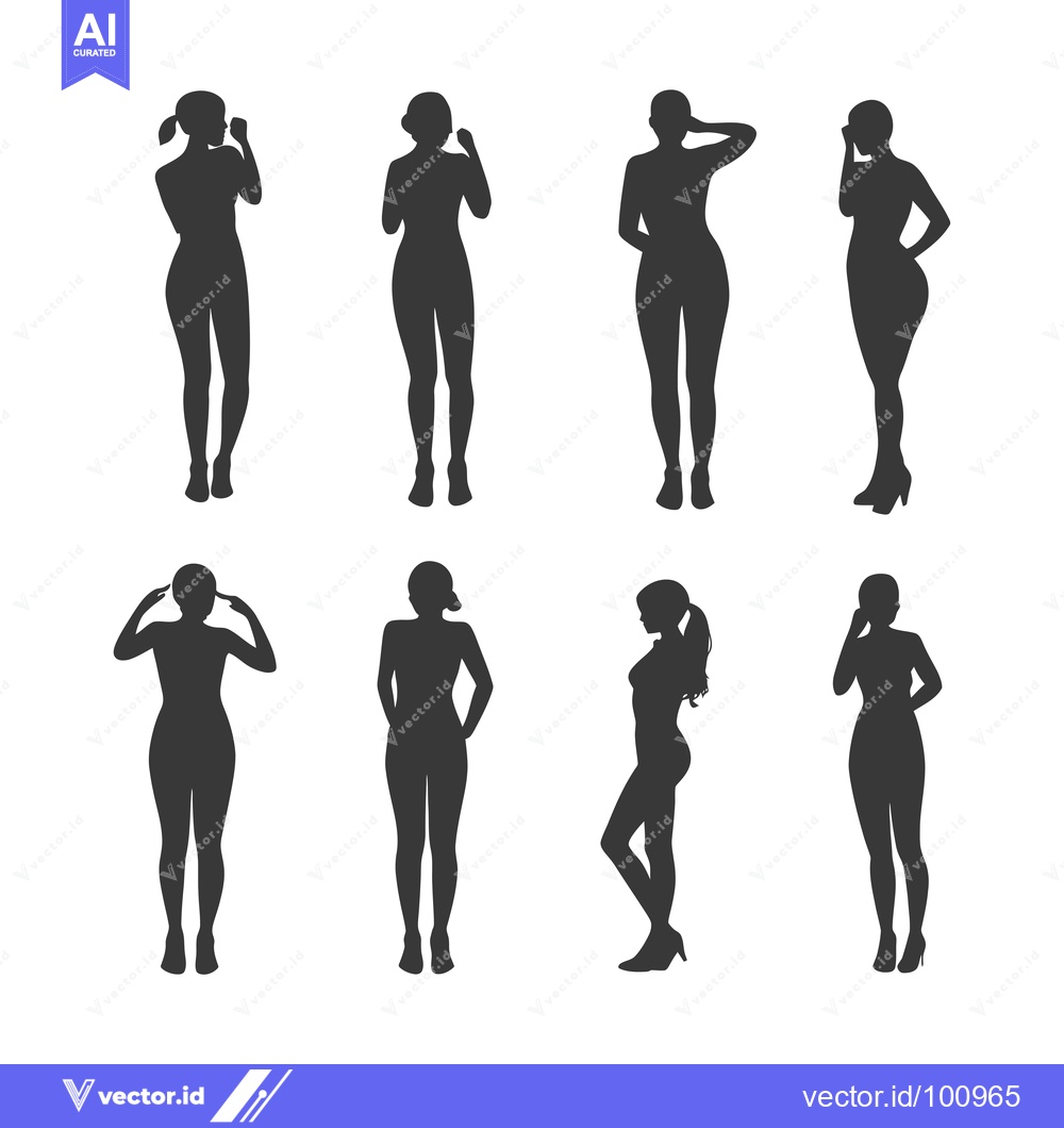 Premium Vector dari Silhouettes of Women in Various Poses