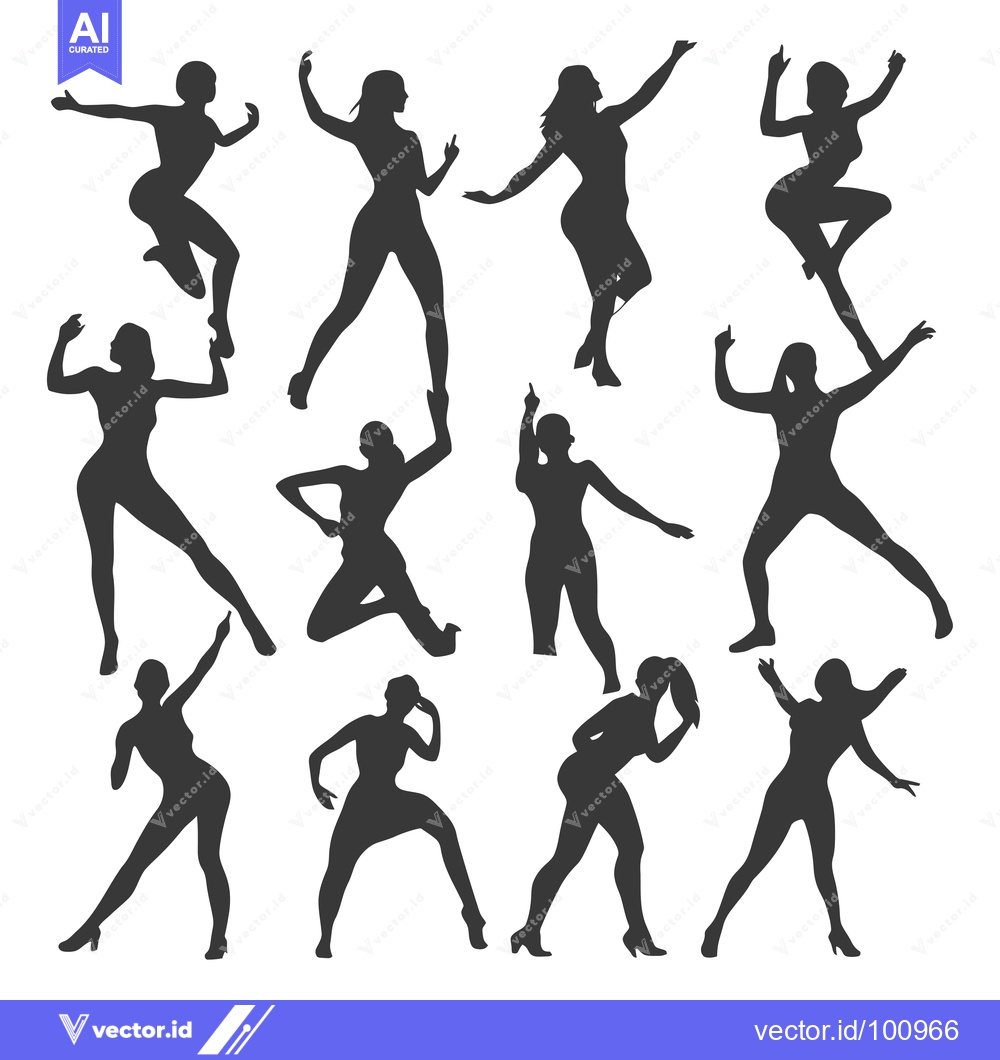 Premium Vector dari Silhouettes of Women in Various Poses