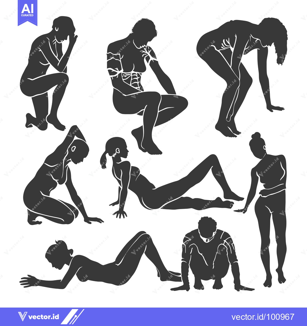 Premium Vector dari Silhouettes of Women in Various Poses