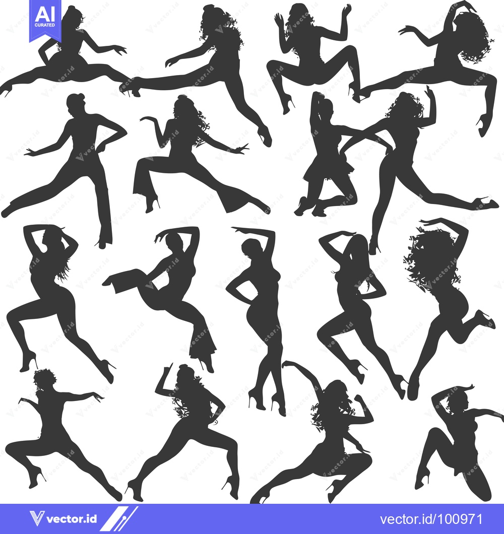 Premium Vector of Silhouettes of Women in Various Poses and Outfits